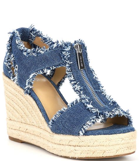 michael michael kors jodi leather espadrille wedge|Michael Kors denim wedge sandals.